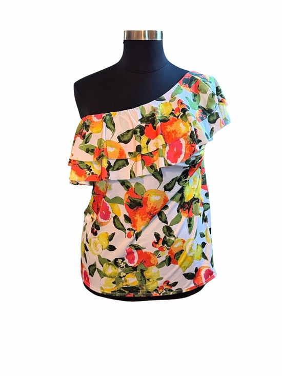 Cacique Other - Cacique Citrus One-Shoulder Ruffled Tankini Top Size 18